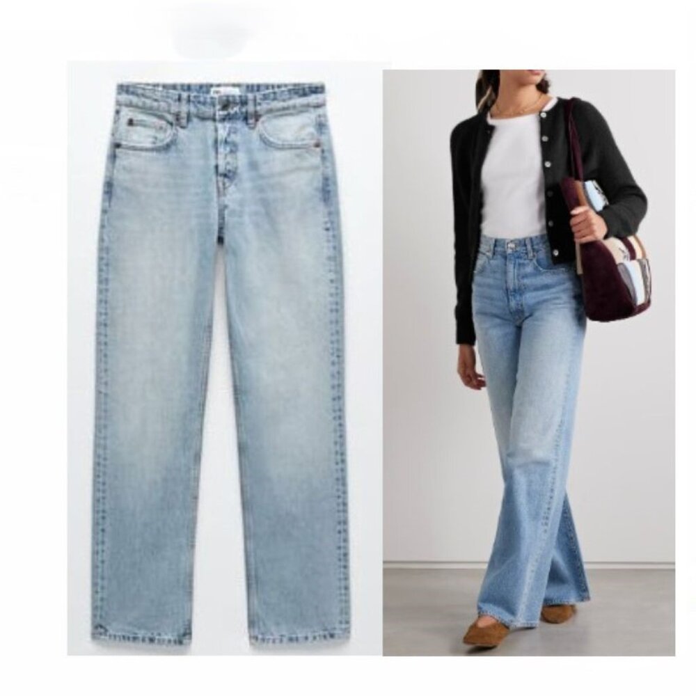 Blue LIght Wash Baggy Low Waist Jeans size 10 or 30